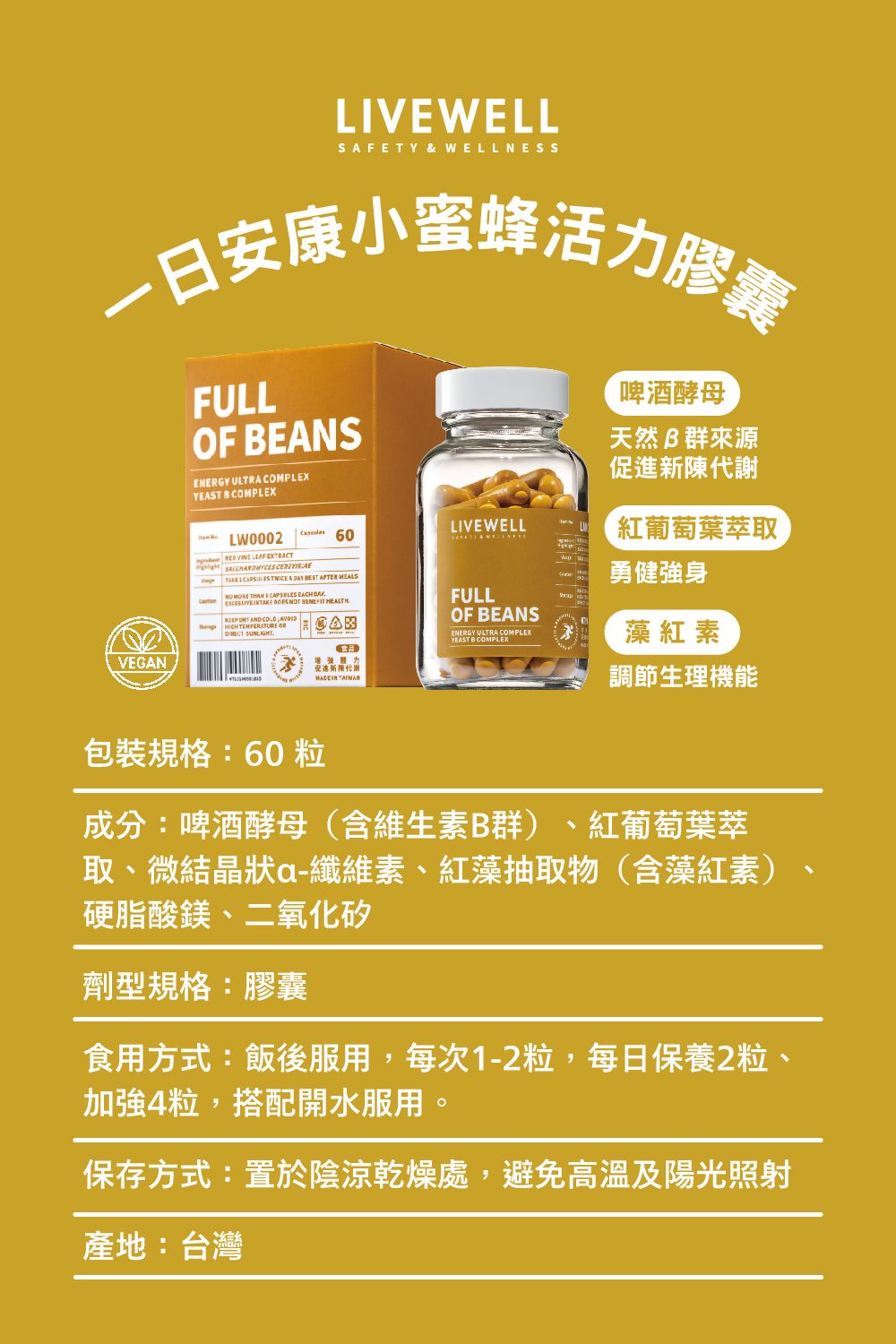 一日安康小蜜蜂活力膠囊成分說明