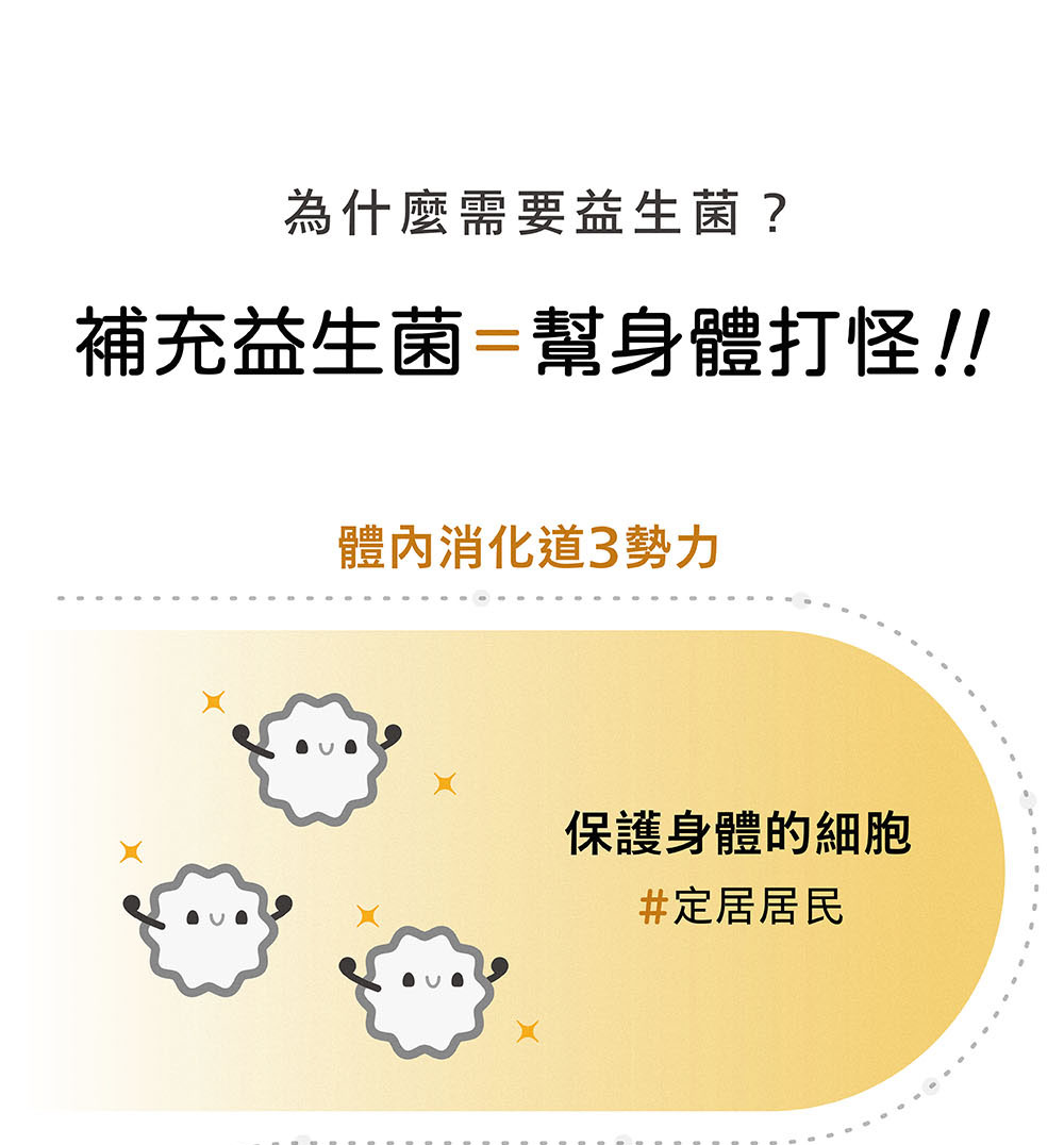 補充益生菌如同幫身體打怪！「防護力」與「消化道健康」息息相關，消化道健康，身體就勇健。